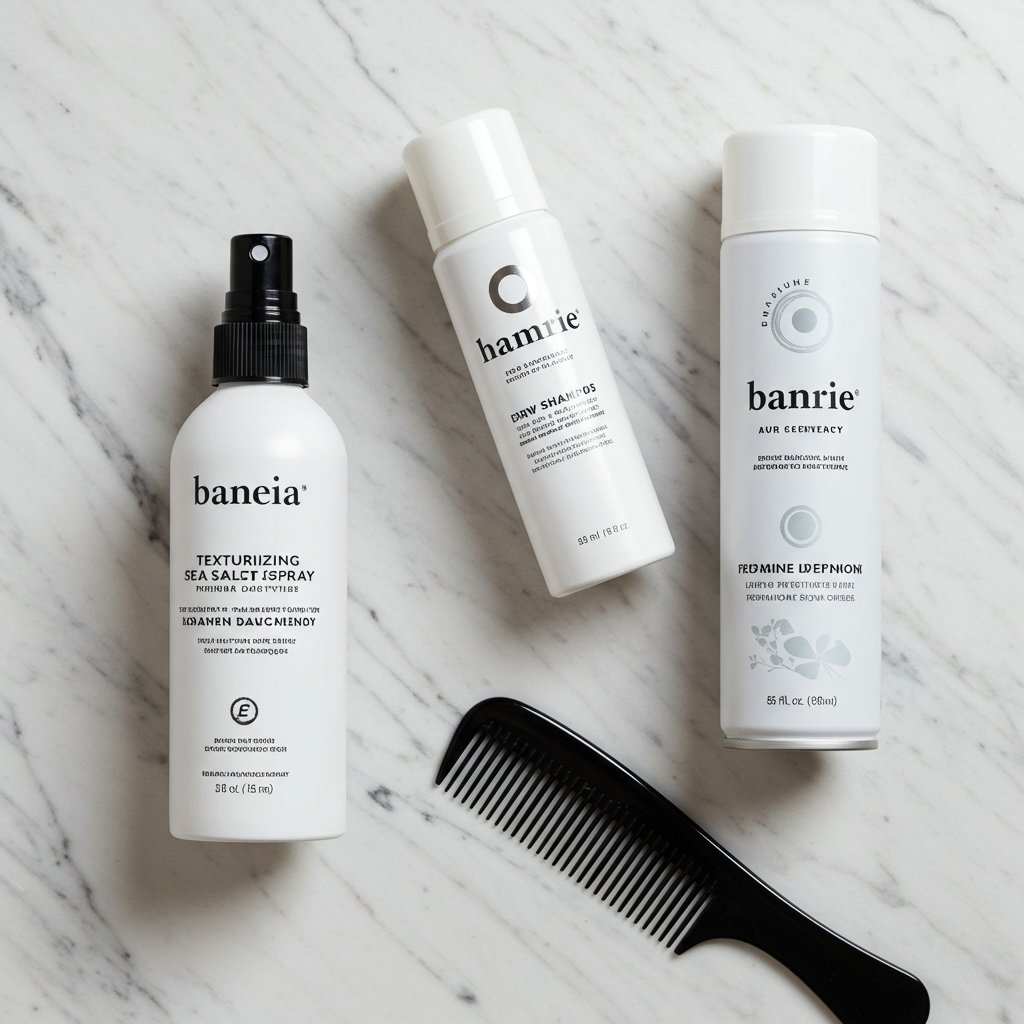 Flat Lay Of Hair Styling Products