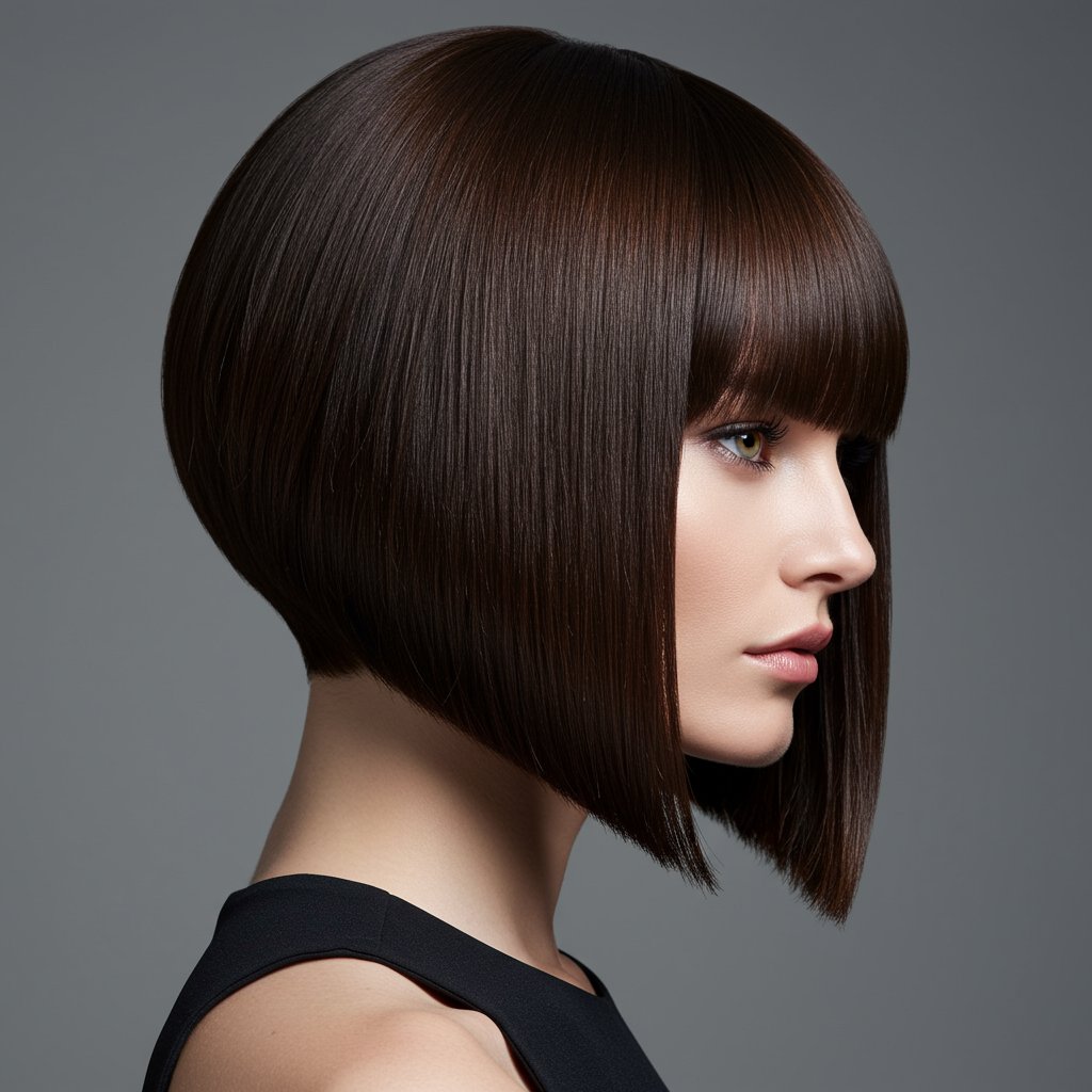 Sharp Blunt Cut Hairstyle