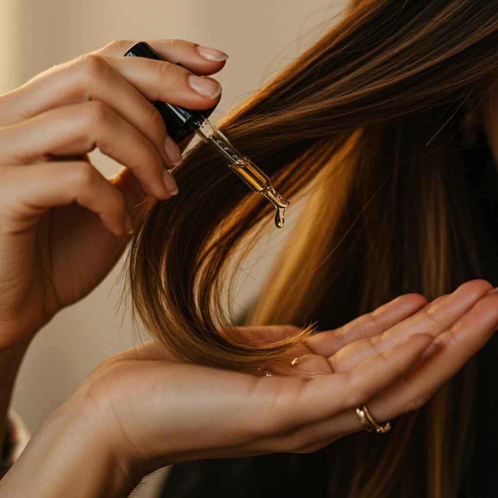 Applying Hair Oil To Balayage Ends
