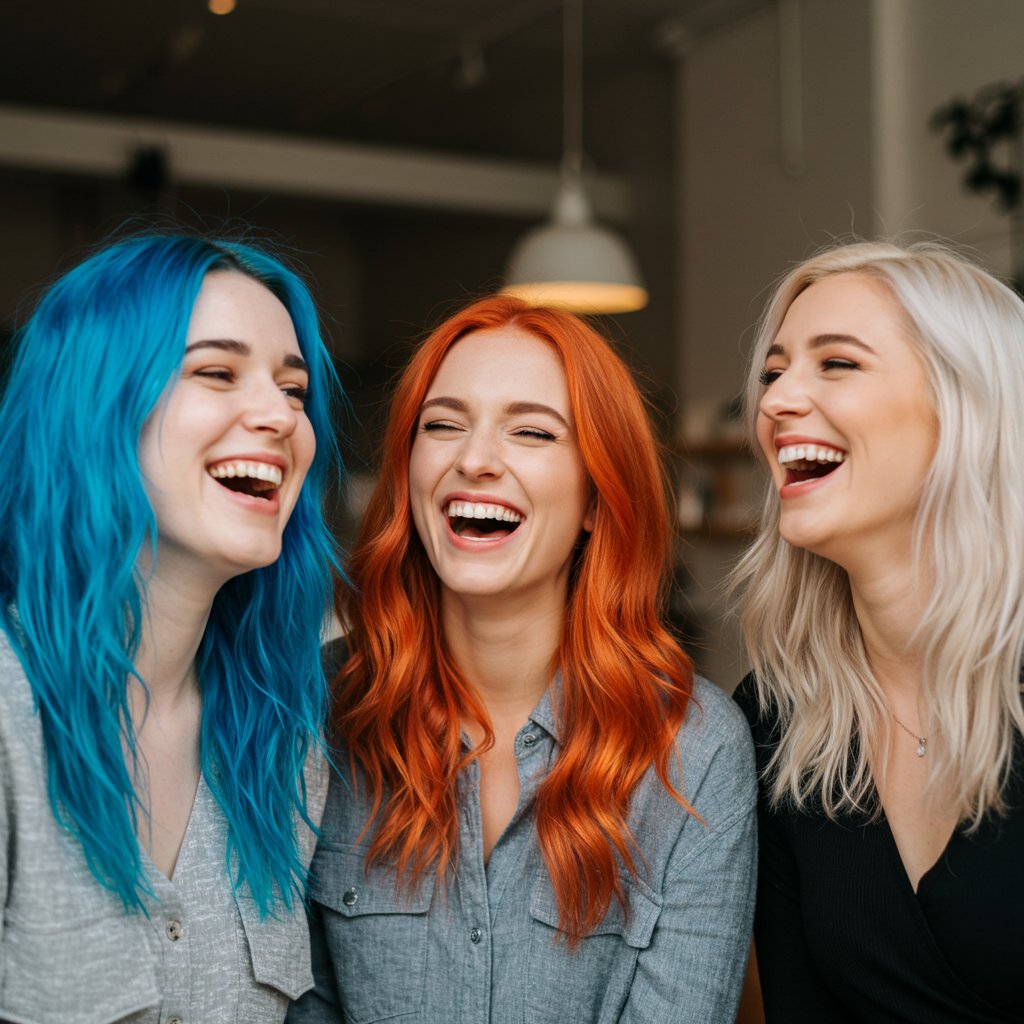 Diverse Group With Vibrant Hair
