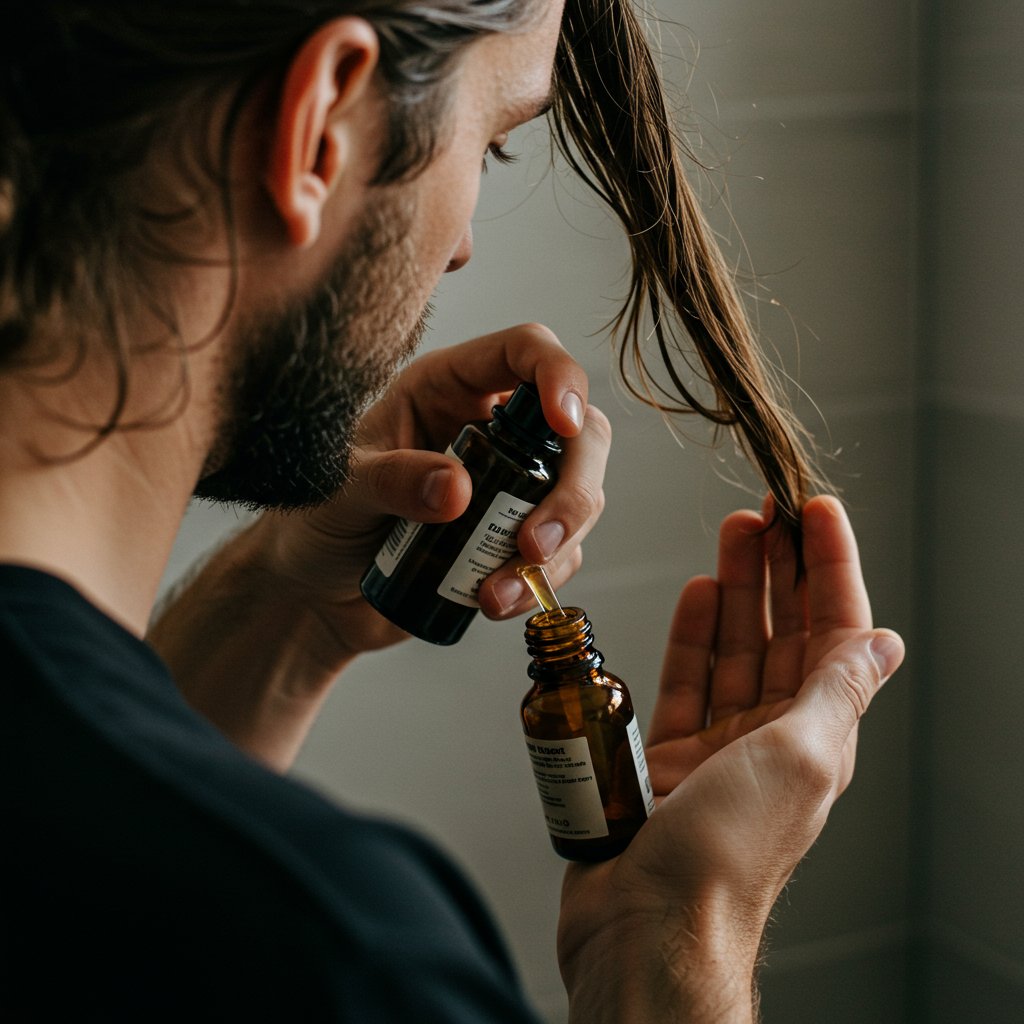 Man-Applying-Hair-Product-For-Bun