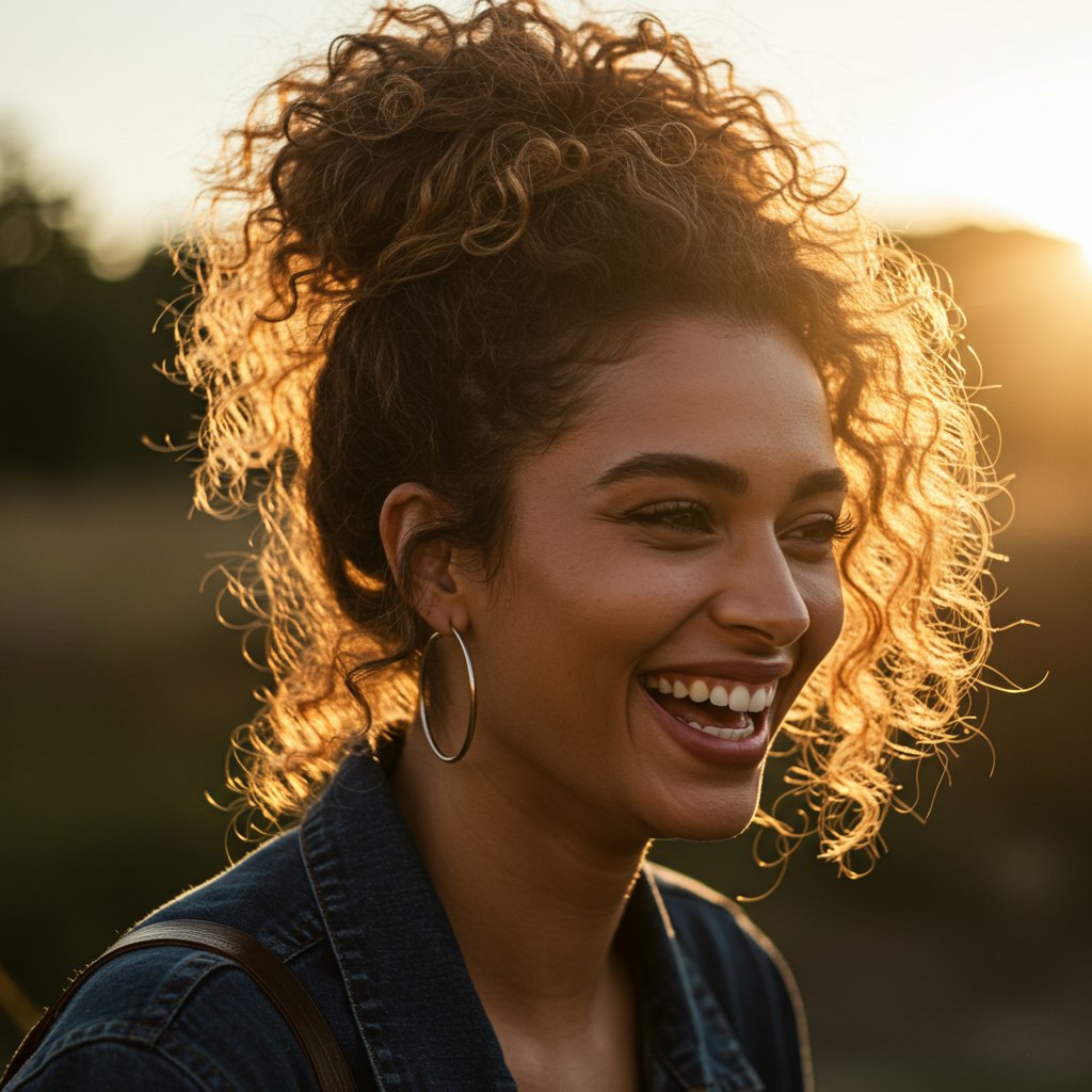 Curly-Hair-Messy-Bun