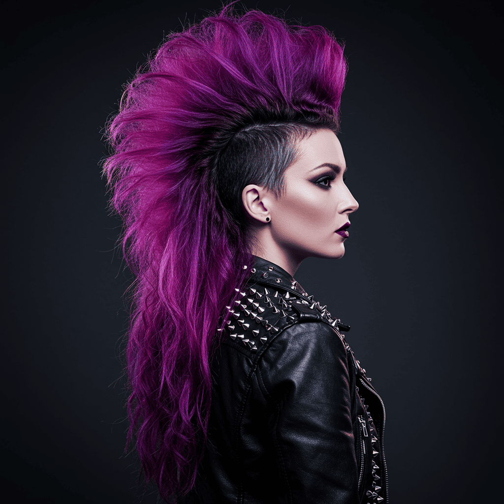 Dramatic Punk Mullet Purple