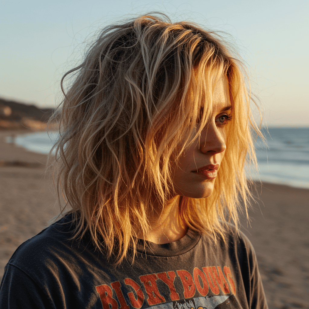 Shaggy Mullet Beach Waves