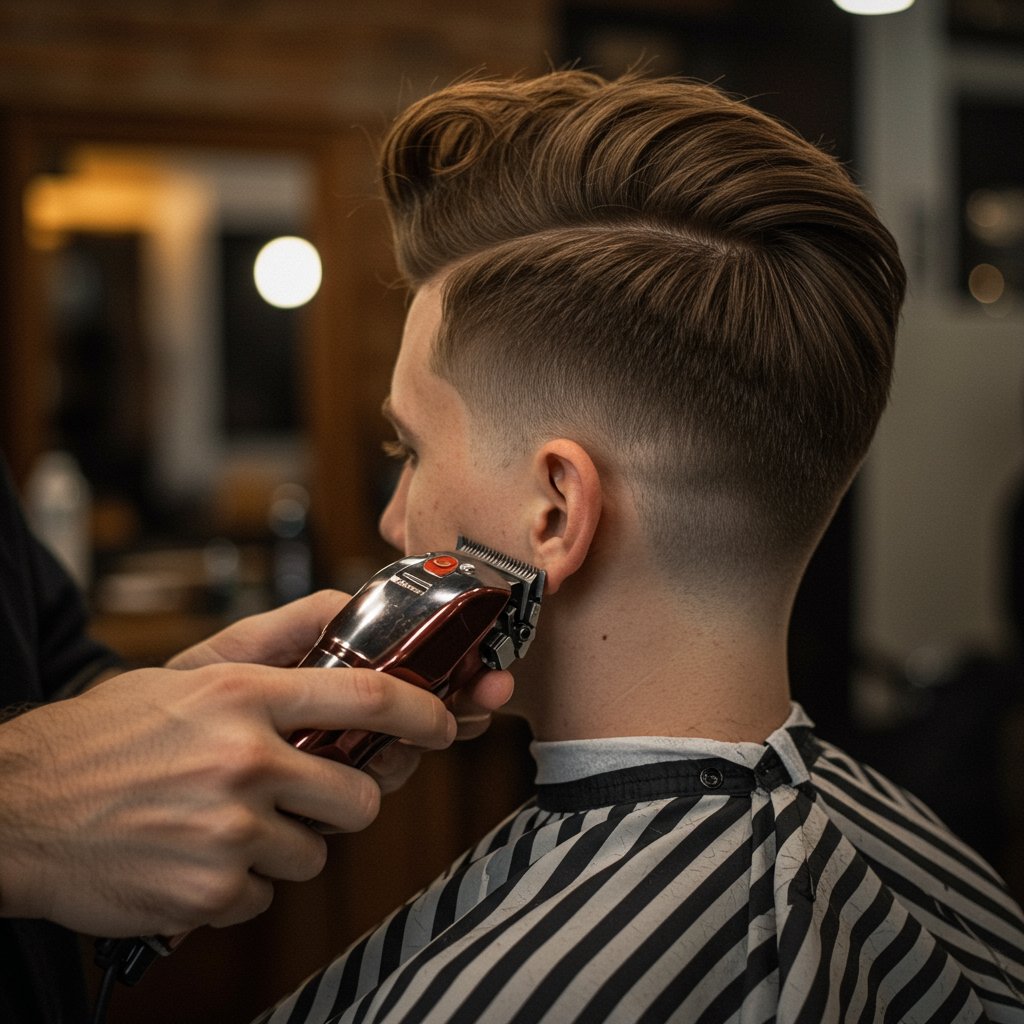 Stylist Creating A Fade For Quiff