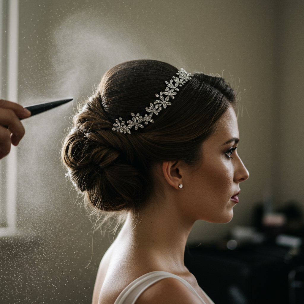 Hairspray Mist On Elegant Updo