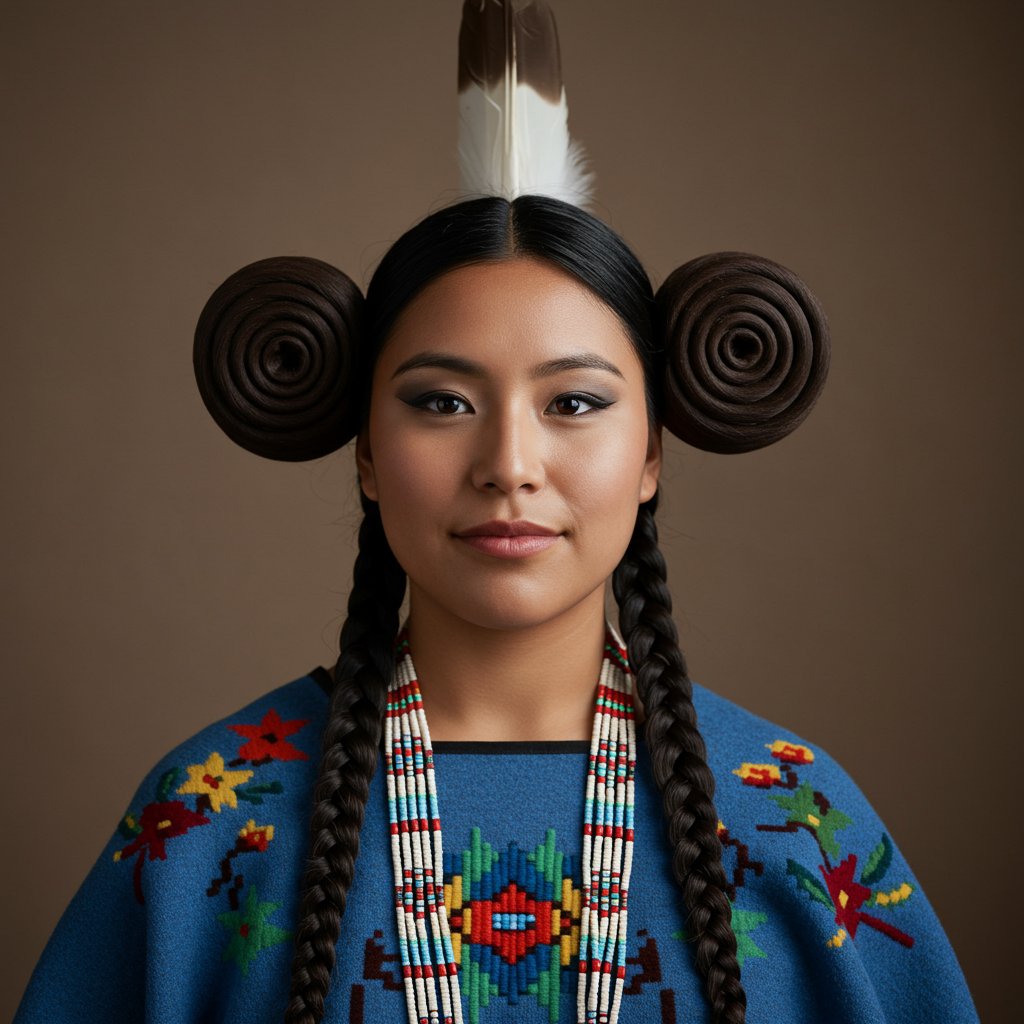 Hopi Maiden Squash Blossom Hairstyle