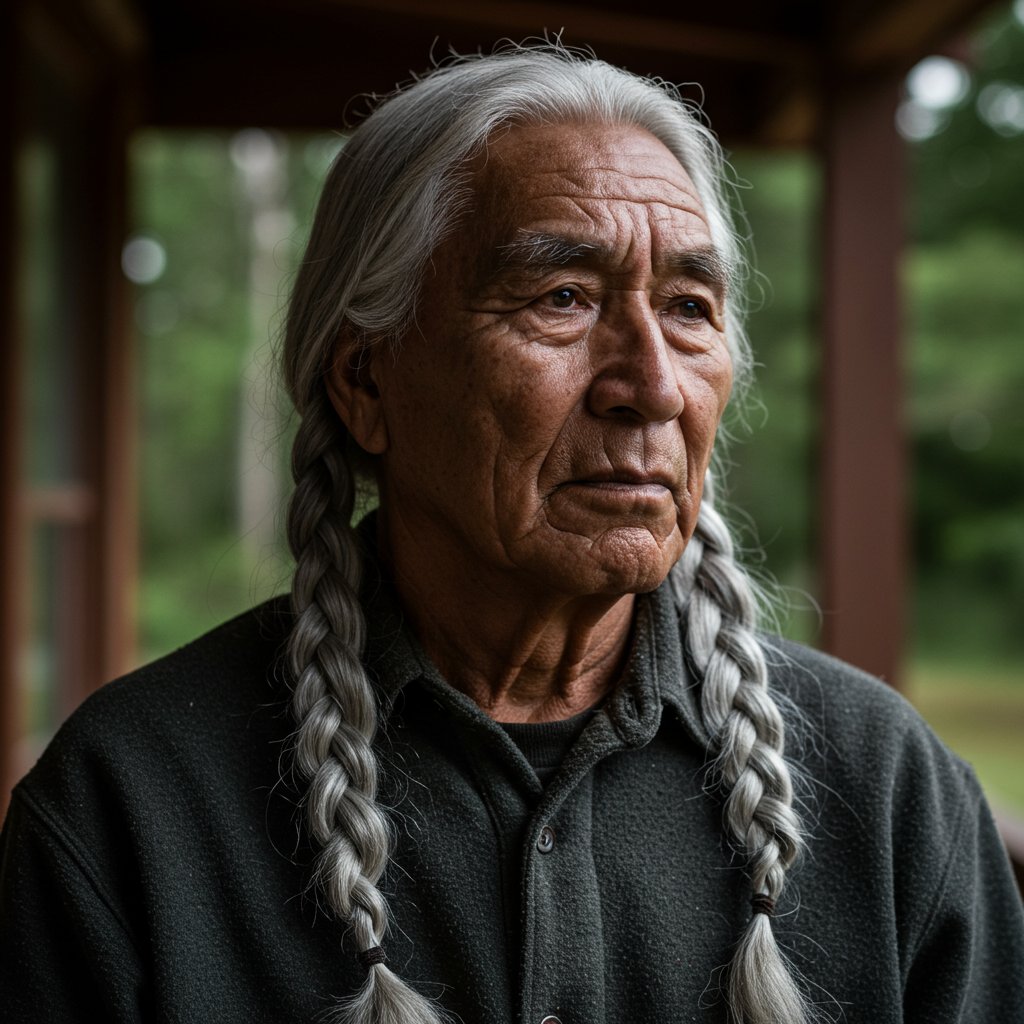 Native Elder With Silver Hair