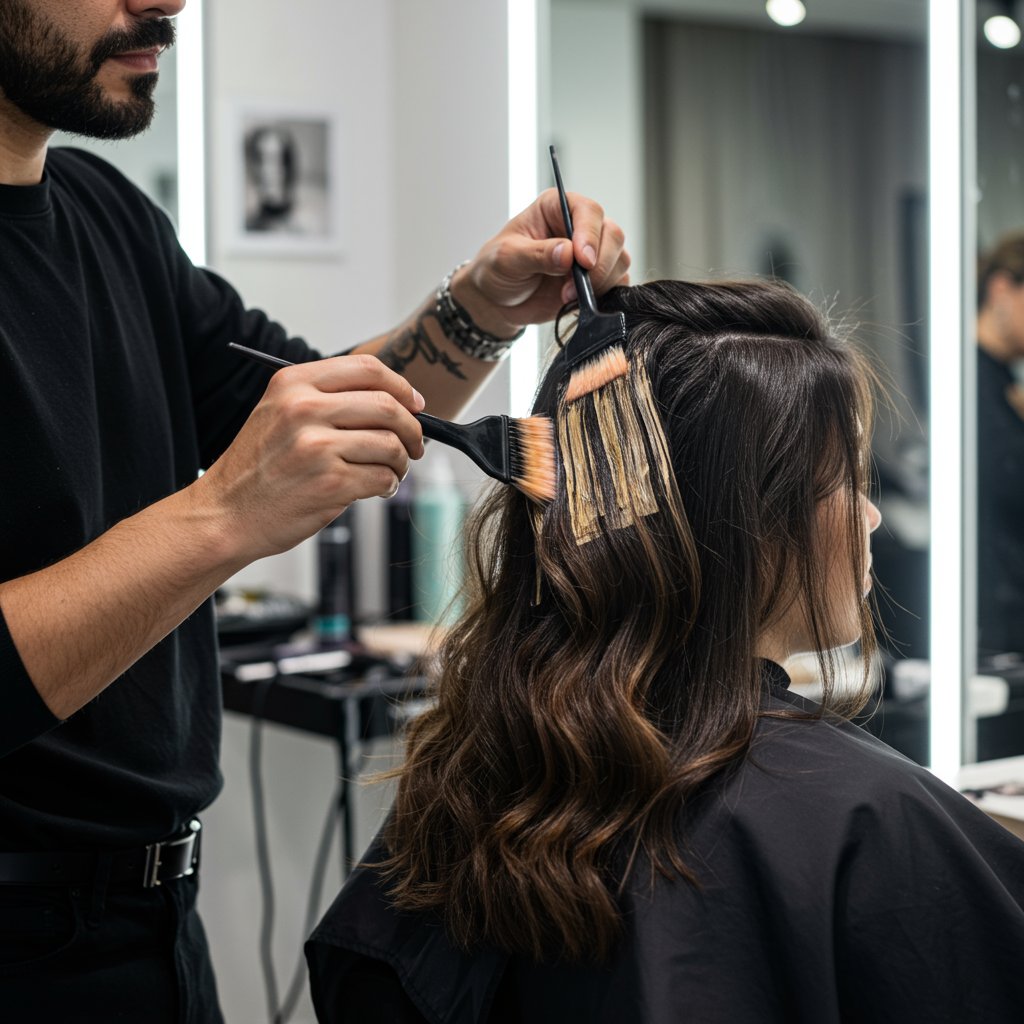 Hairstylist-Performing-Balayage-Technique