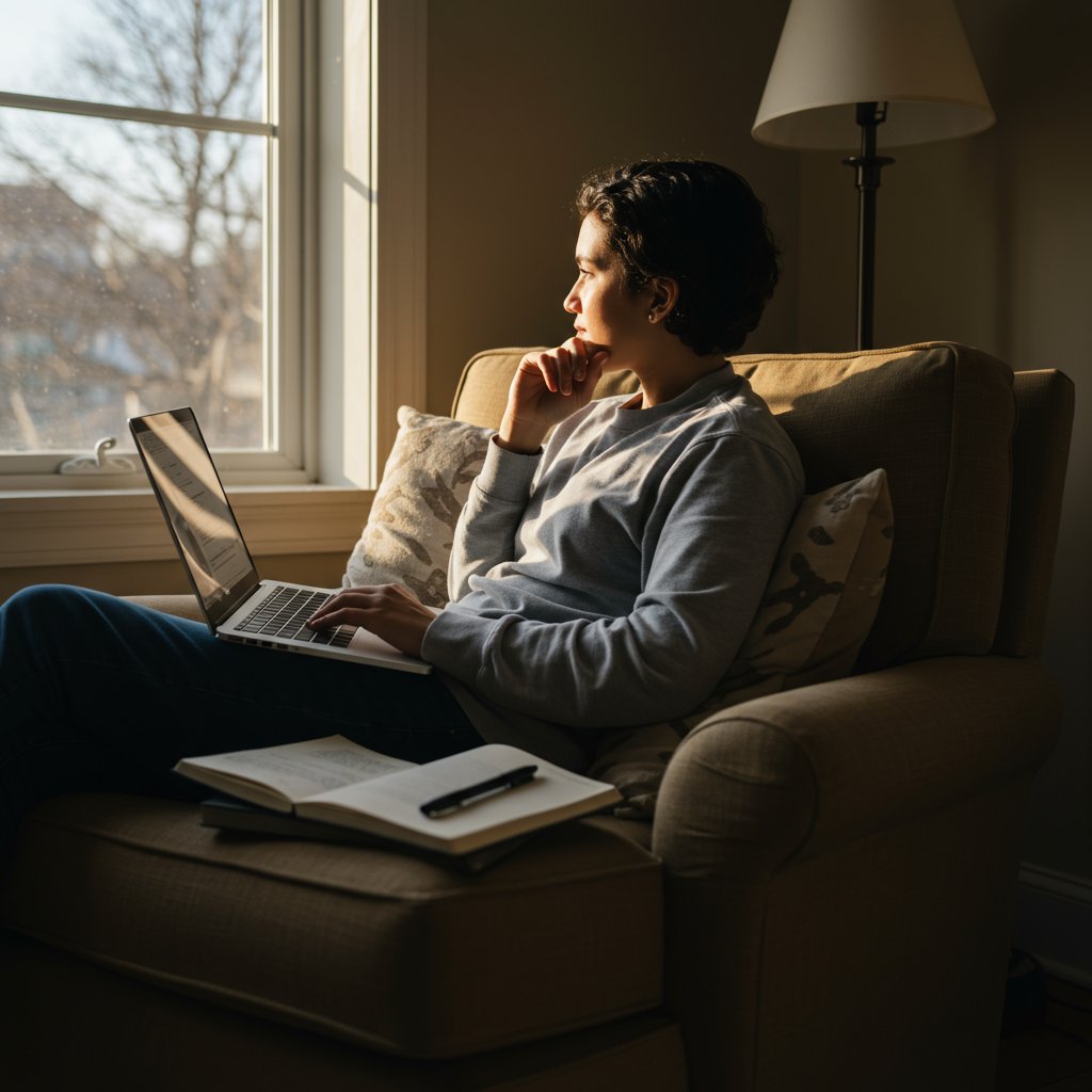 Person-Researching-Hair-Loss-On-Laptop