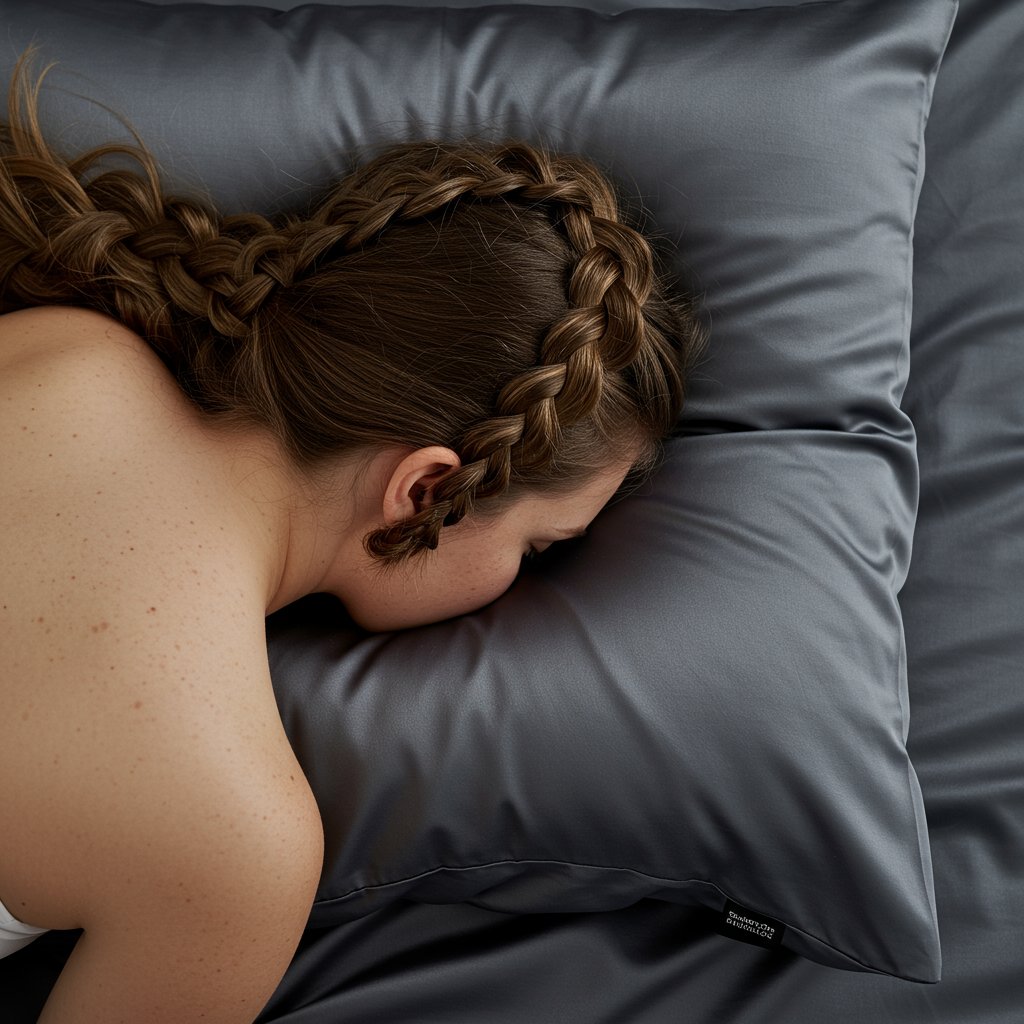 Woman Sleeping On Silk Pillowcase