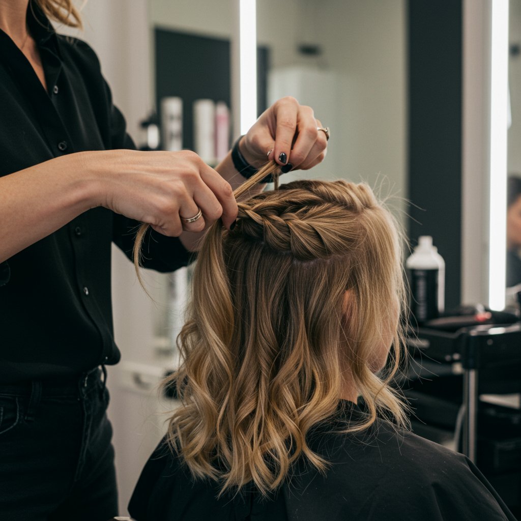 Stylist Installing Knotless Braids