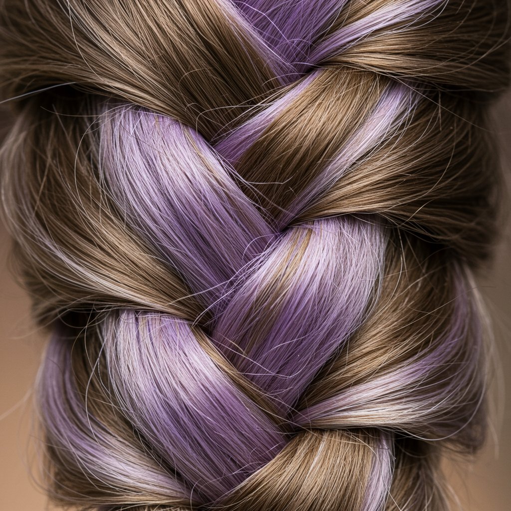 Dutch Braid With Lavender Peekaboo