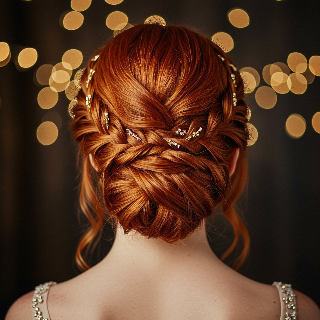 Formal Chignon With Gold Peekaboo Highlights