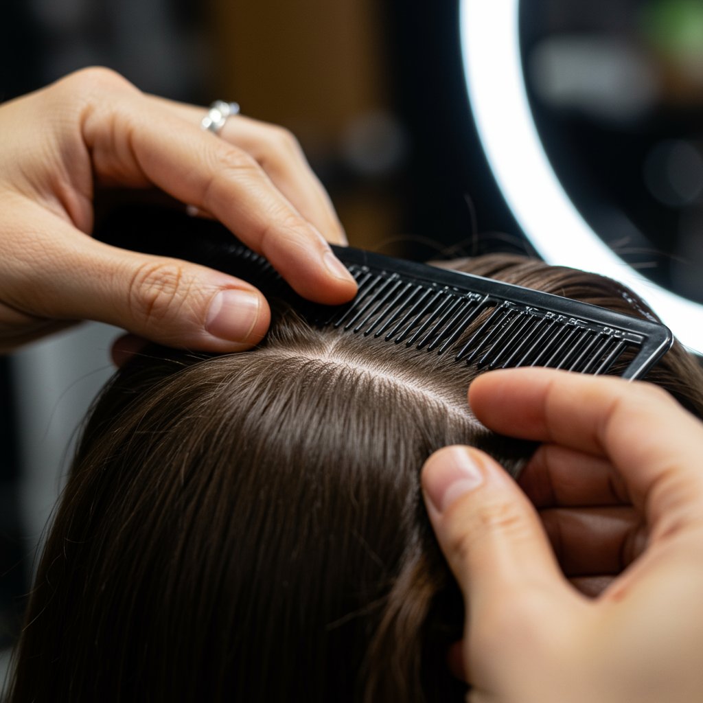 Stylist-Creating-Precise-Parts-For-Braids