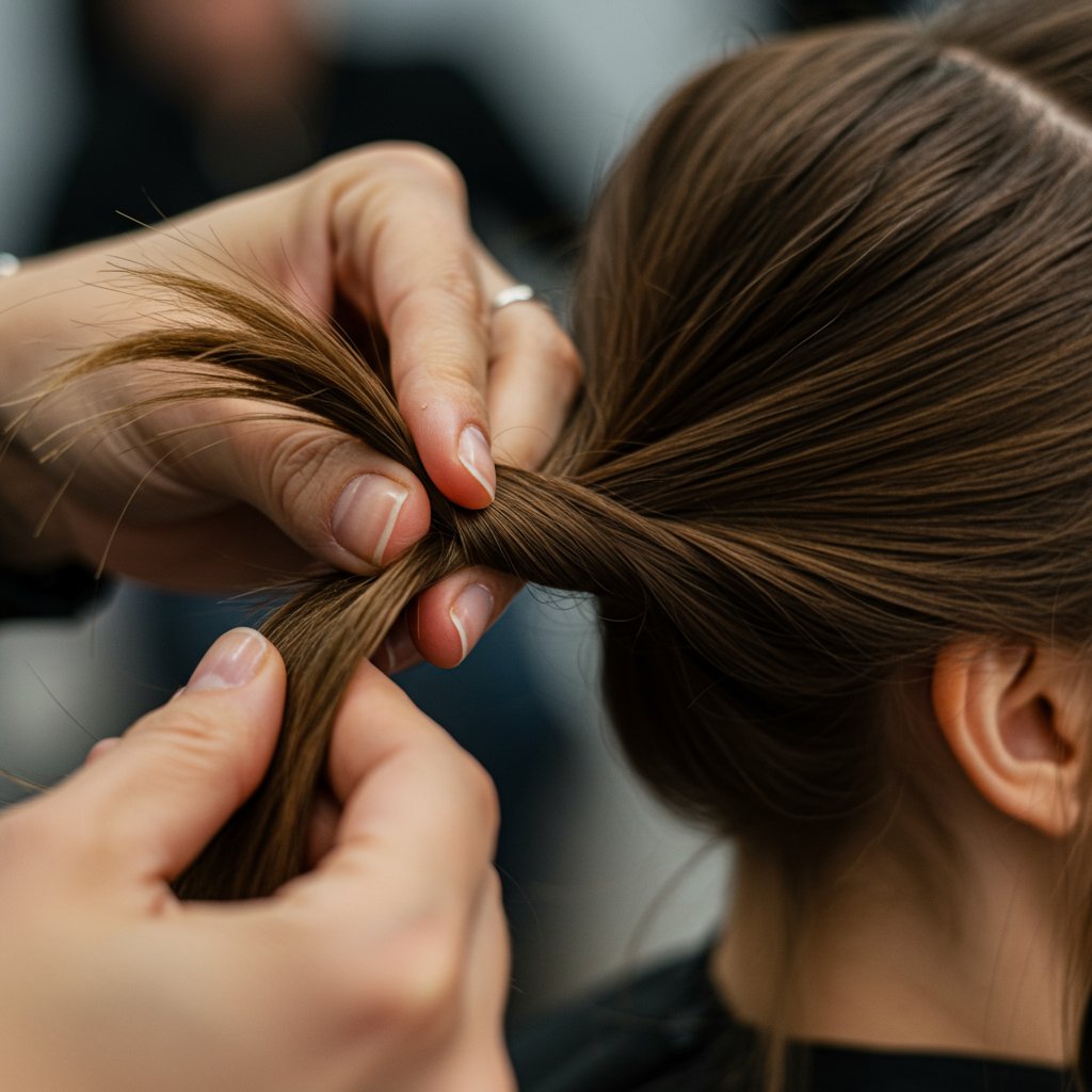 Stylists-Hands-Perfecting-A-Half-Up-Ponytail