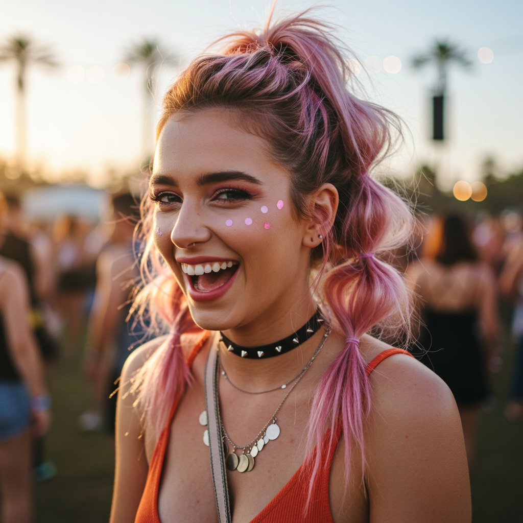 Young-Woman-With-Half-Up-Bubble-Ponytail