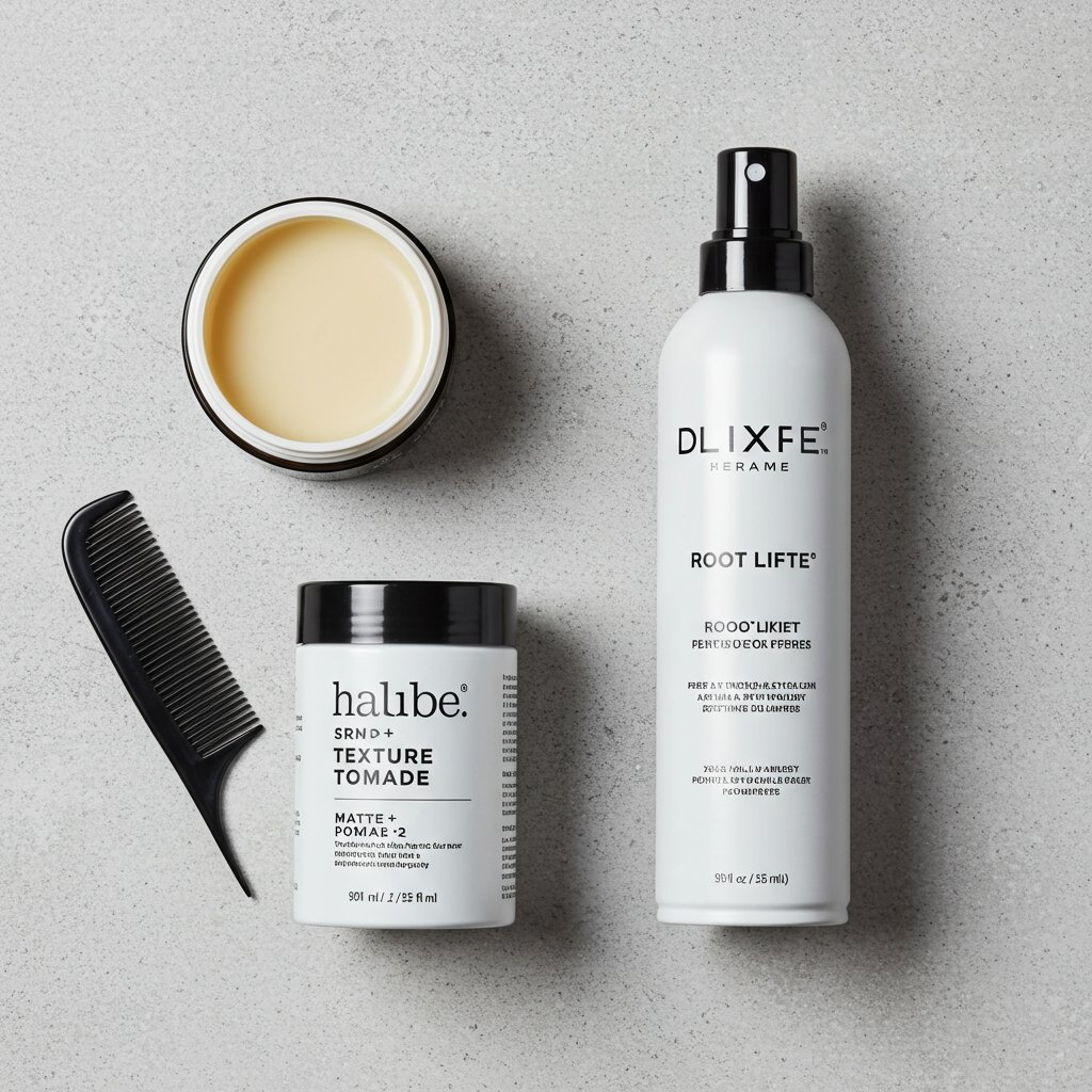 Flat Lay Pixie Cut Styling Products