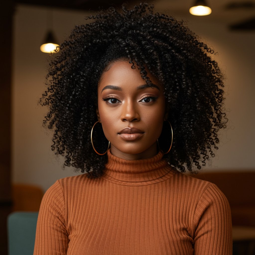 Black Woman Defined 4C Coils Updo