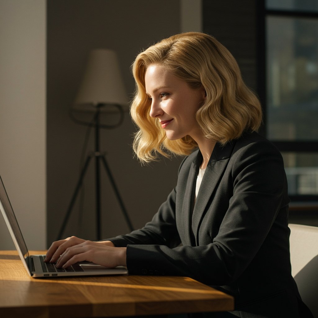 Professional Woman Controlled Waves At Desk