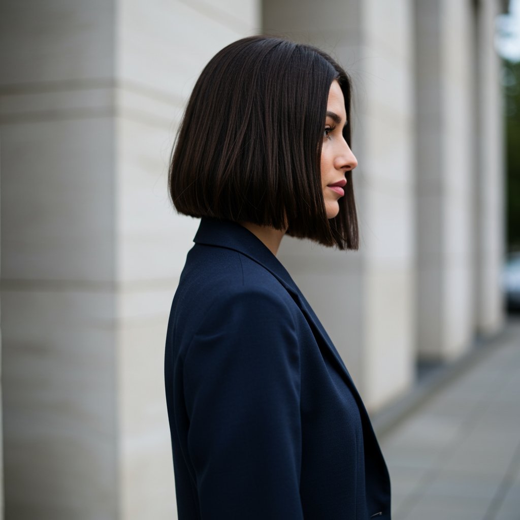 Woman With Sharp A Line Bob