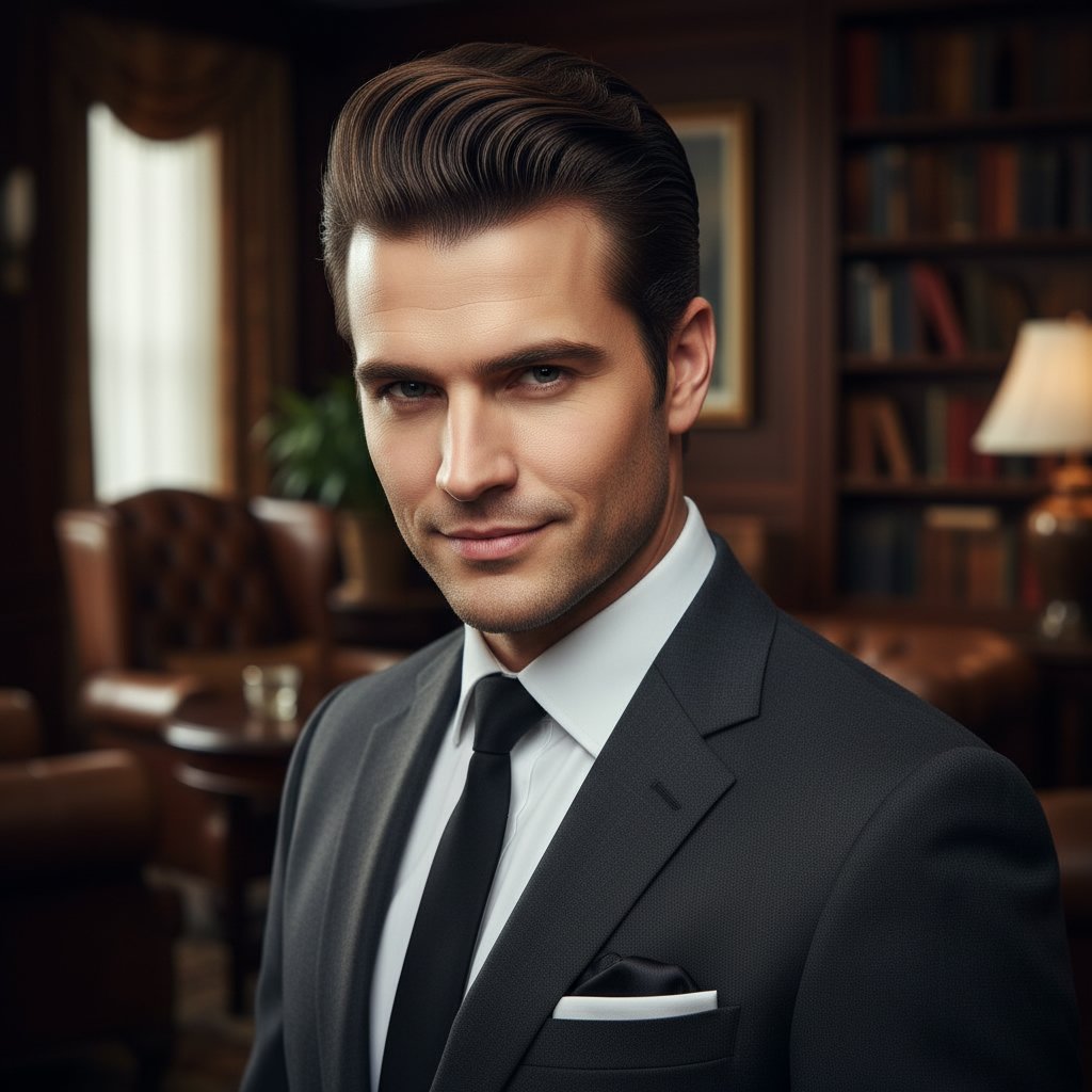 Pompadour with Side Part