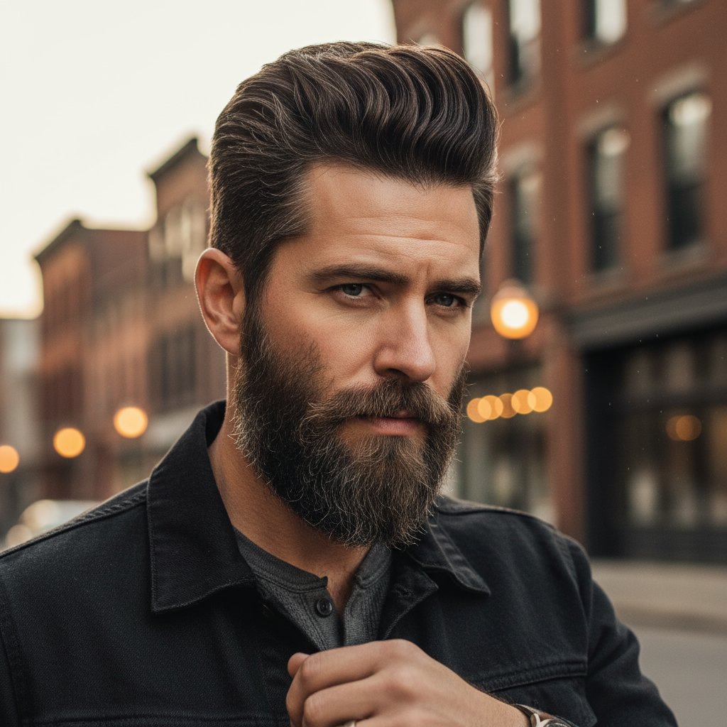 Pompadour with Beard