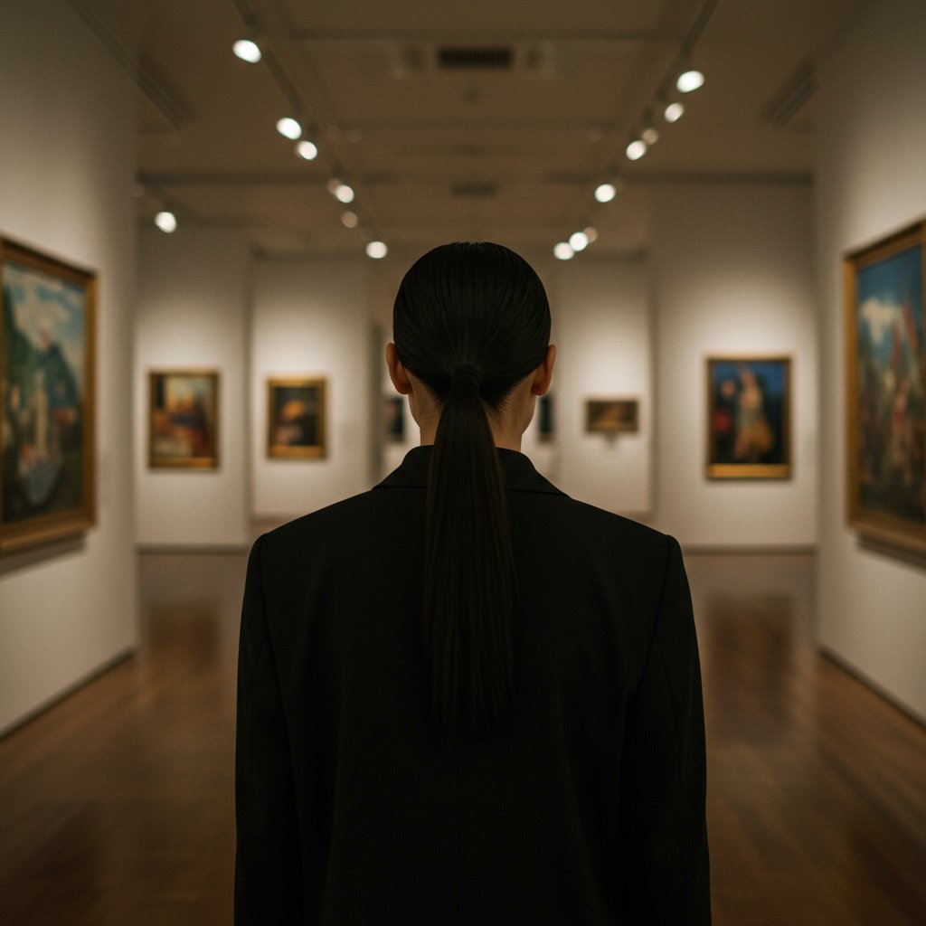 Woman With Perfect Ponytail Walking Away