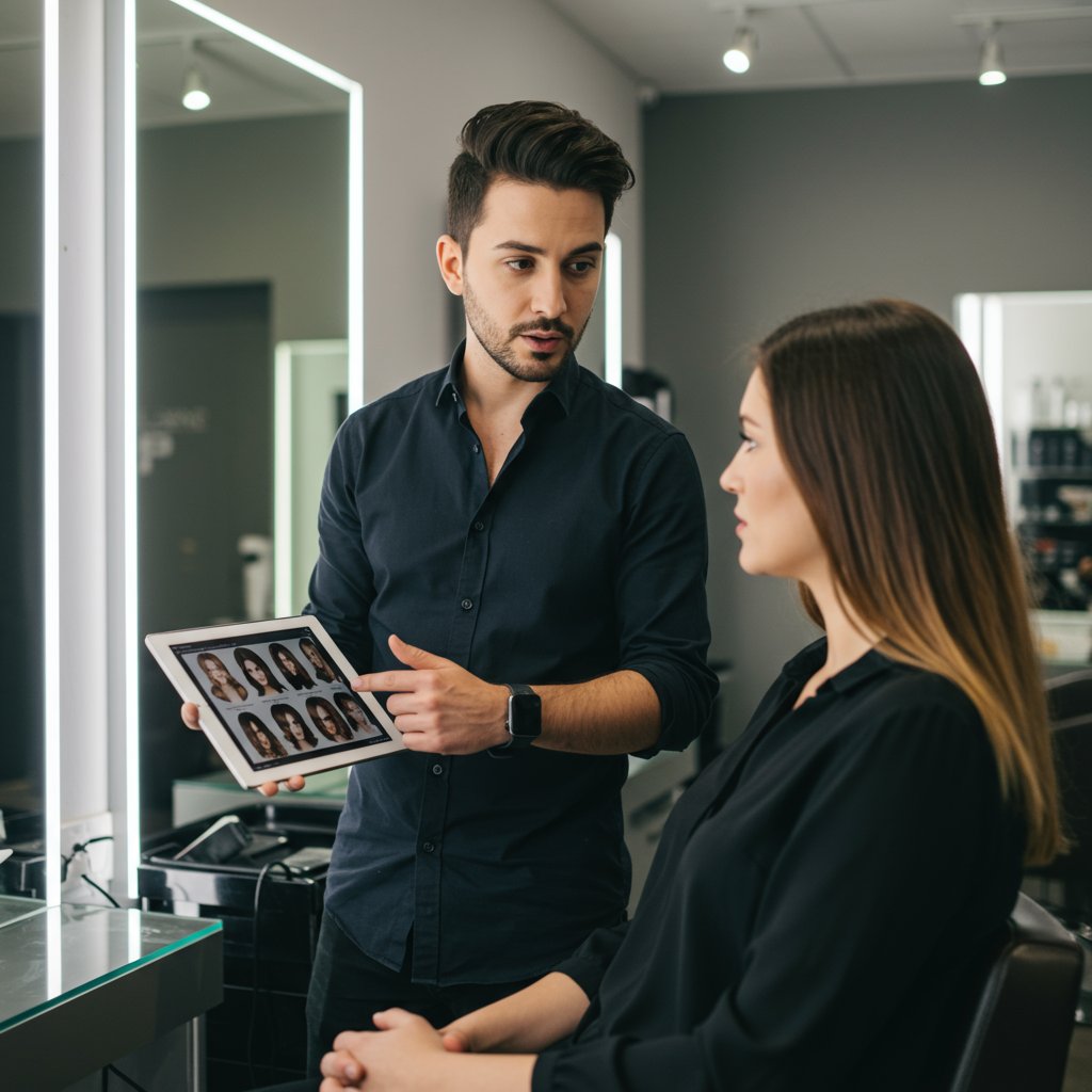Stylist Client Consultation Modern Salon