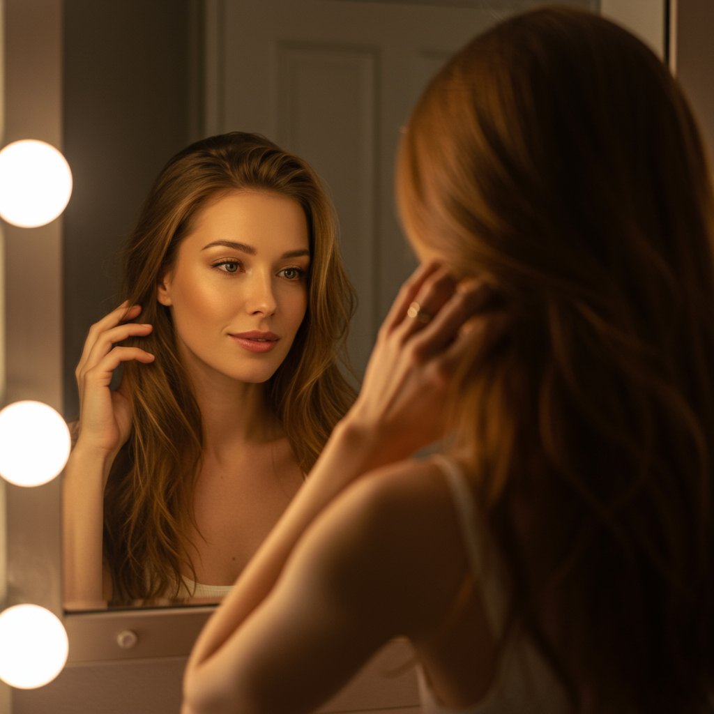 Woman Caring For Healthy Hair
