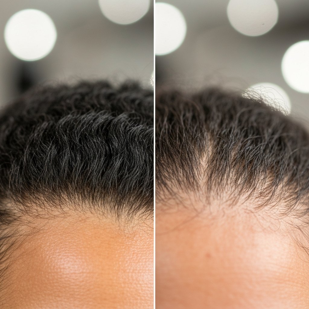 Healthy Vs Damaged Hairline Closeup
