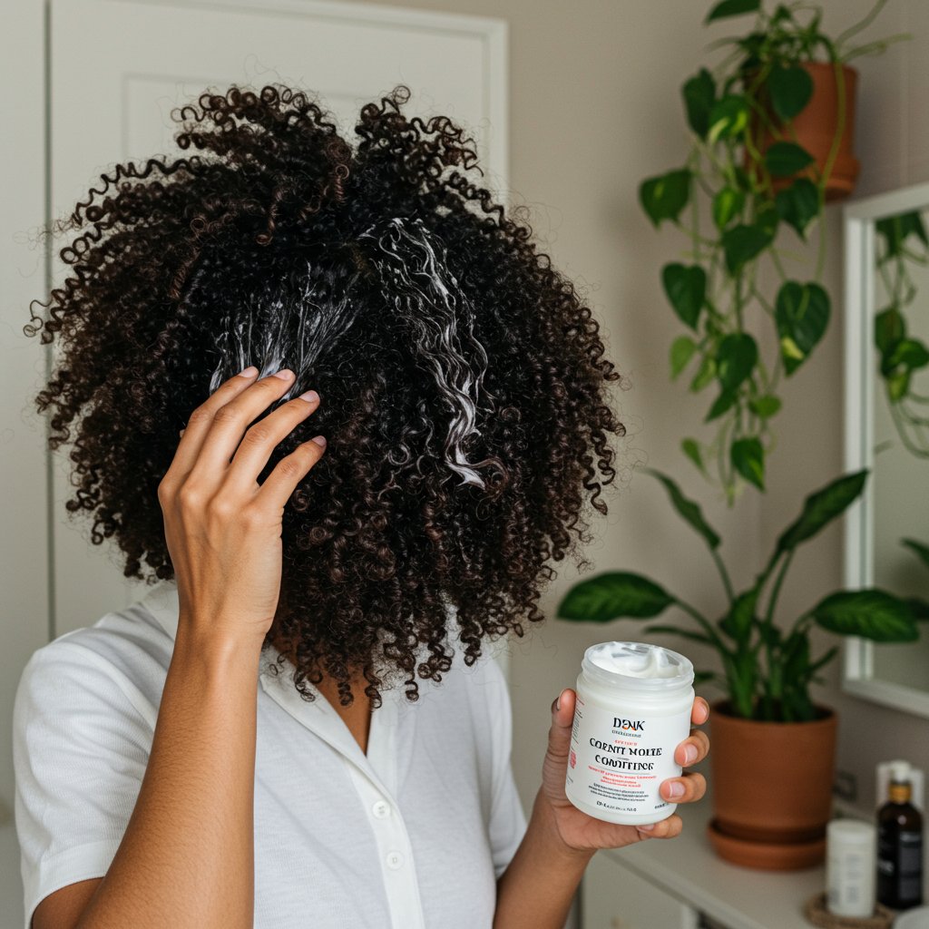 Woman Deep Conditioning Natural Hair