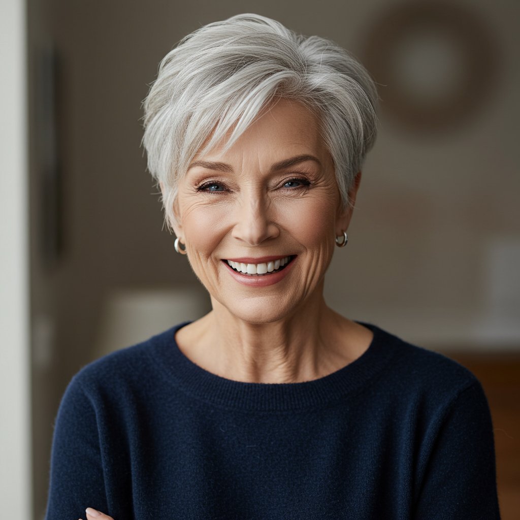 Chic Older Woman With Silver Hair