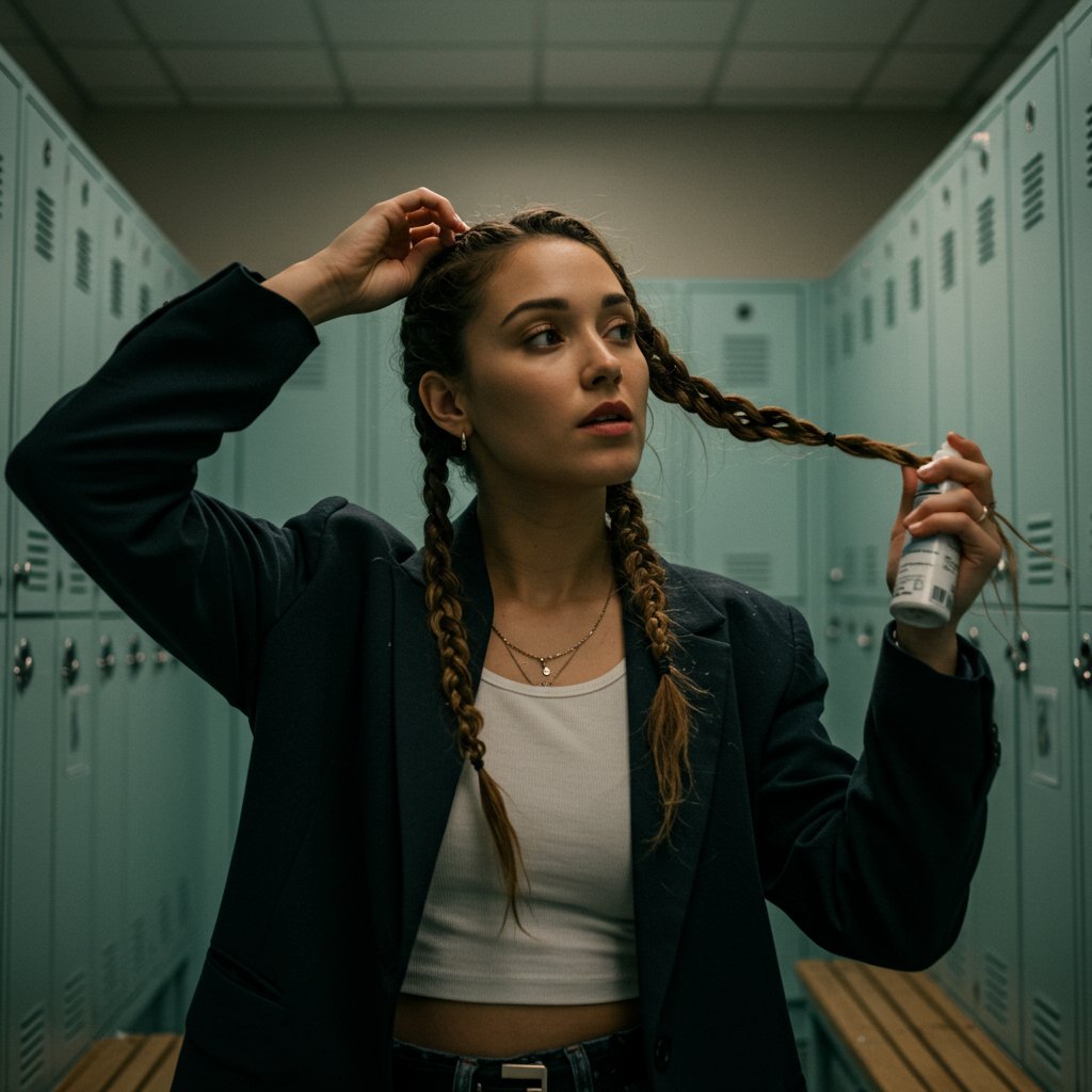 Woman-Refreshing-Hair-In-Locker-Room