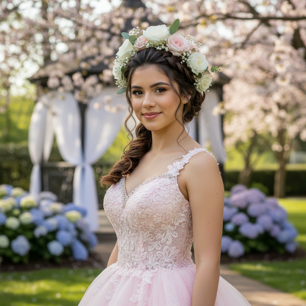 The Regal Updo with Floral Crown