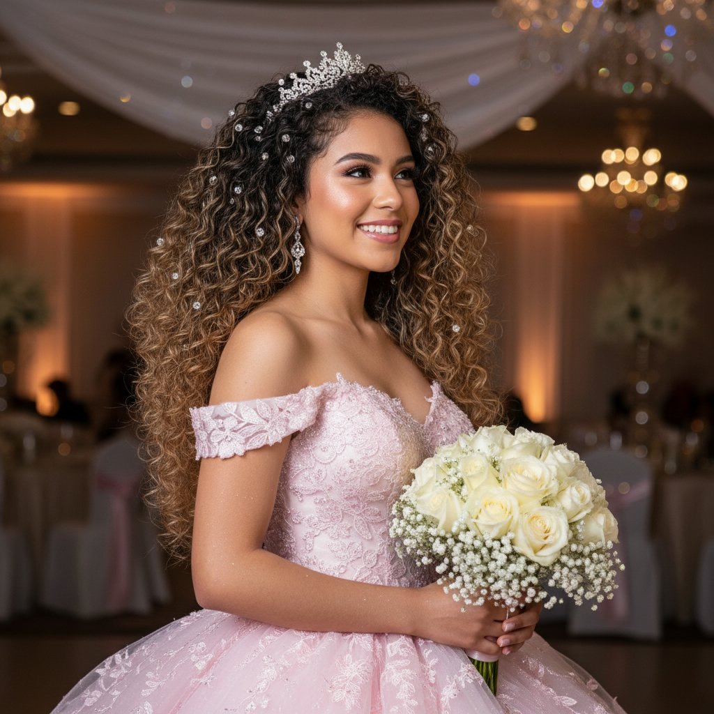 Cascading Curls with Crystal Accents