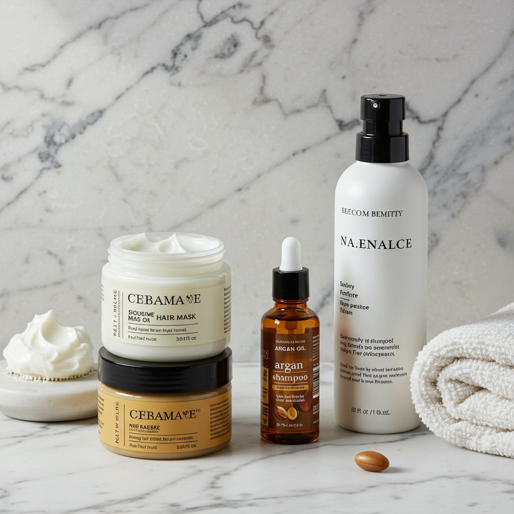Luxury Hair Products On Marble Counter