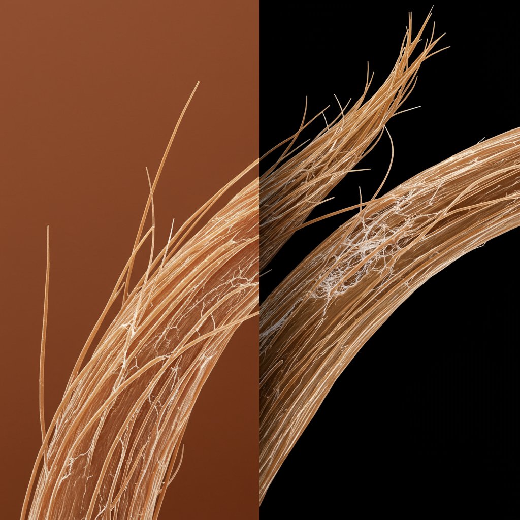Microscopic View Of Damaged Hair Strand