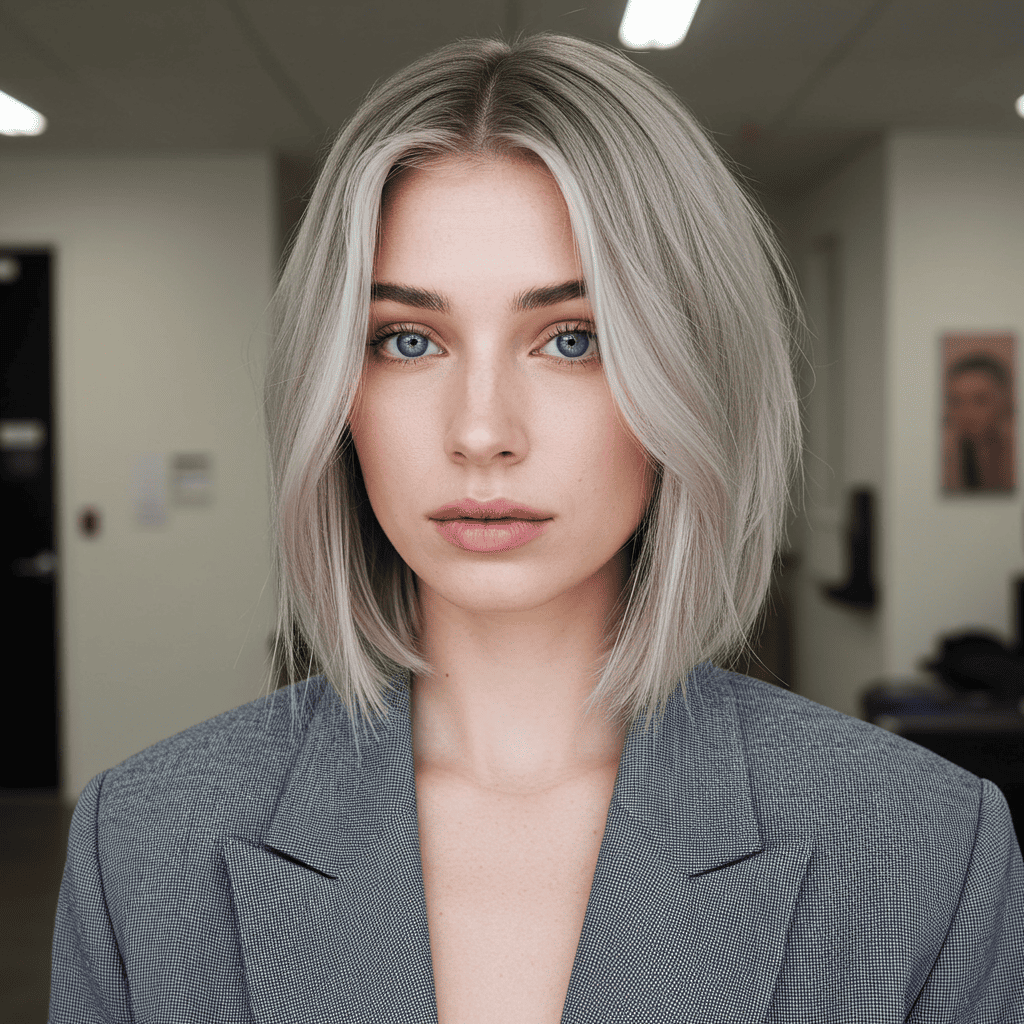 Cool Blonde Lob Reverse Balayage