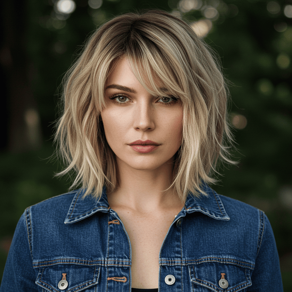 Curtain Bangs Reverse Balayage