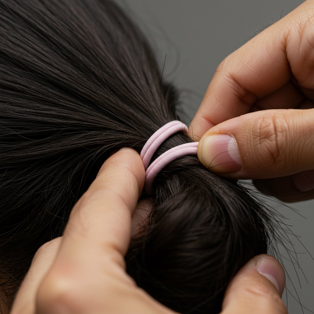 Tying A Man Bun Closeup