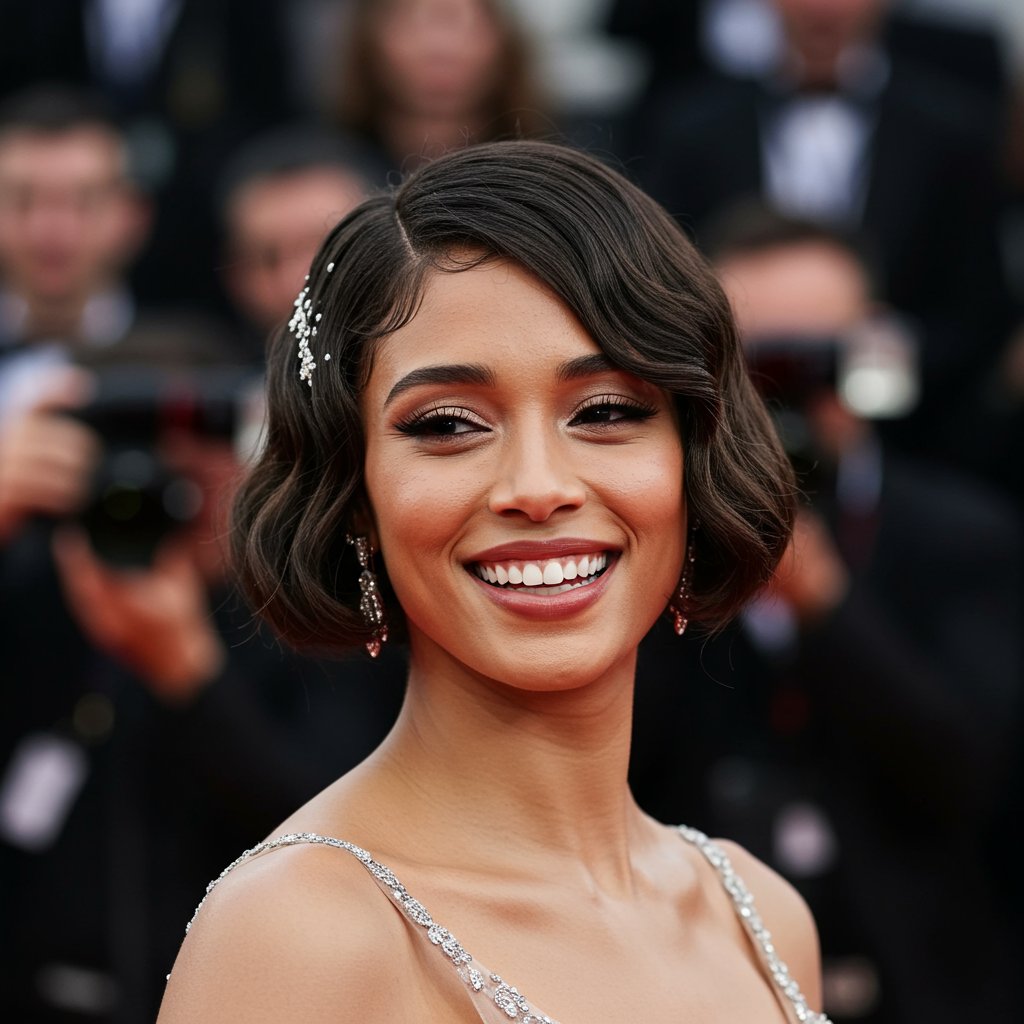 Celebrity On Red Carpet With Modern Bob