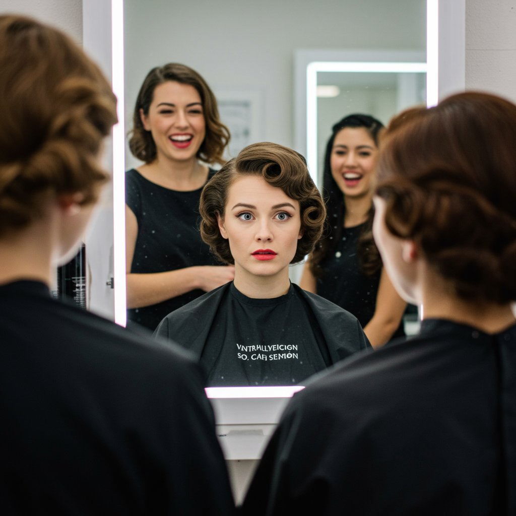 Inquisitive Woman In Salon Chair