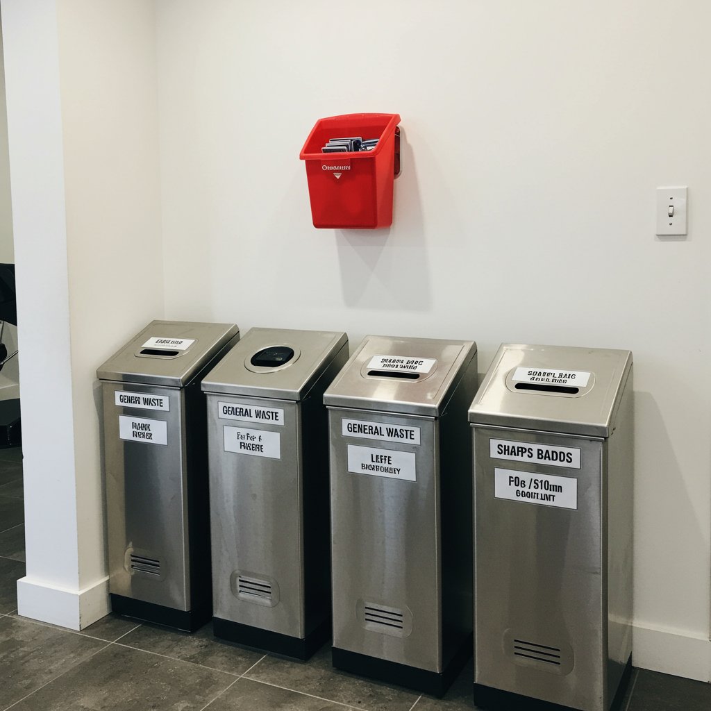 Organized-Salon-Waste-Station-With-Sharps-Container