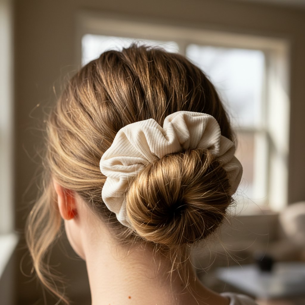 Low Messy Bun with Scrunchie