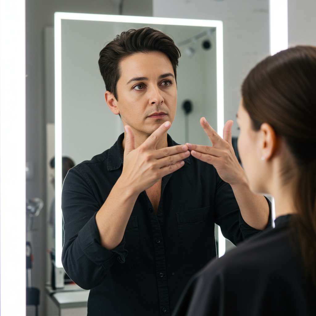 Stylist-Analyzing-Client-Face-Shape