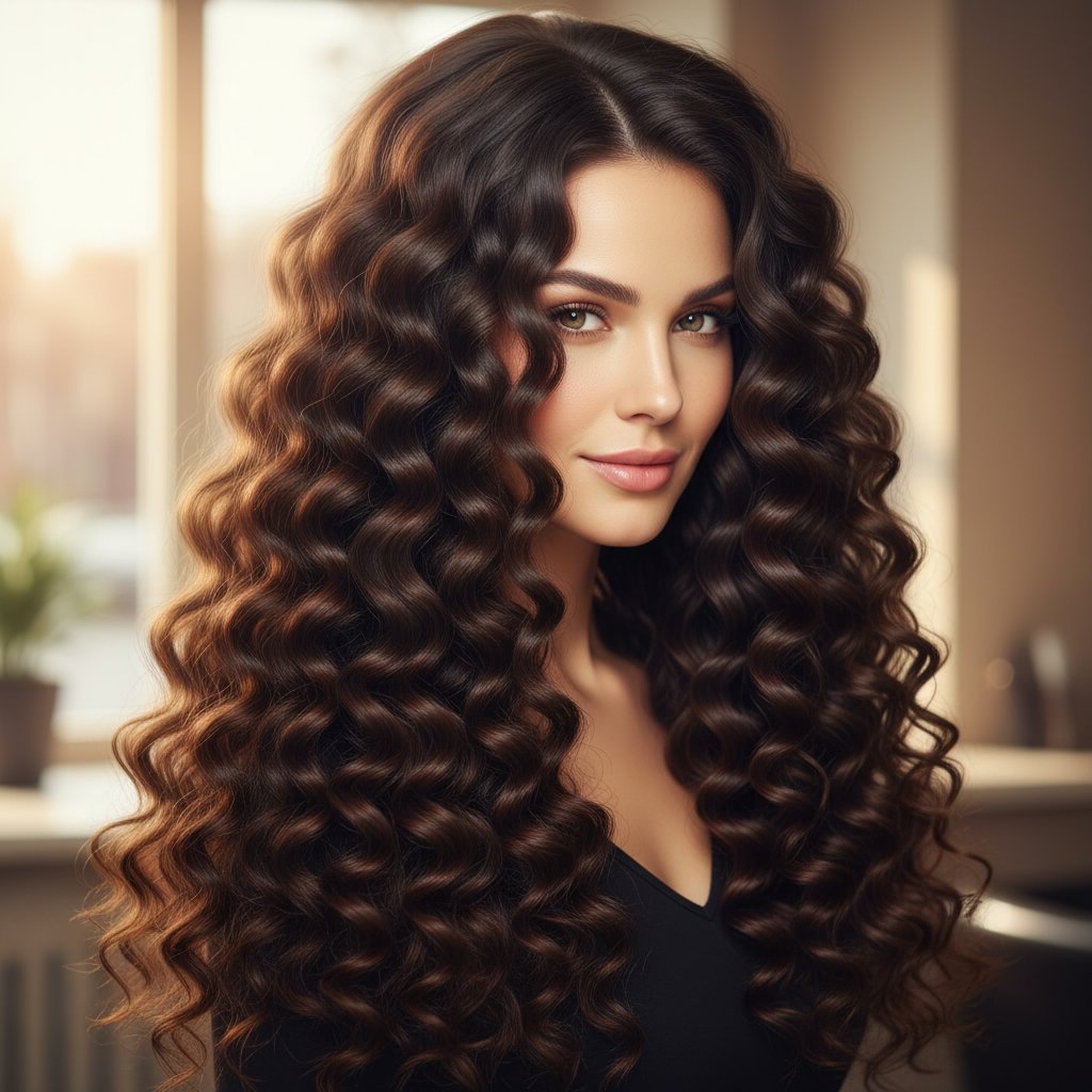 Long Hair with Spiraled Elegance