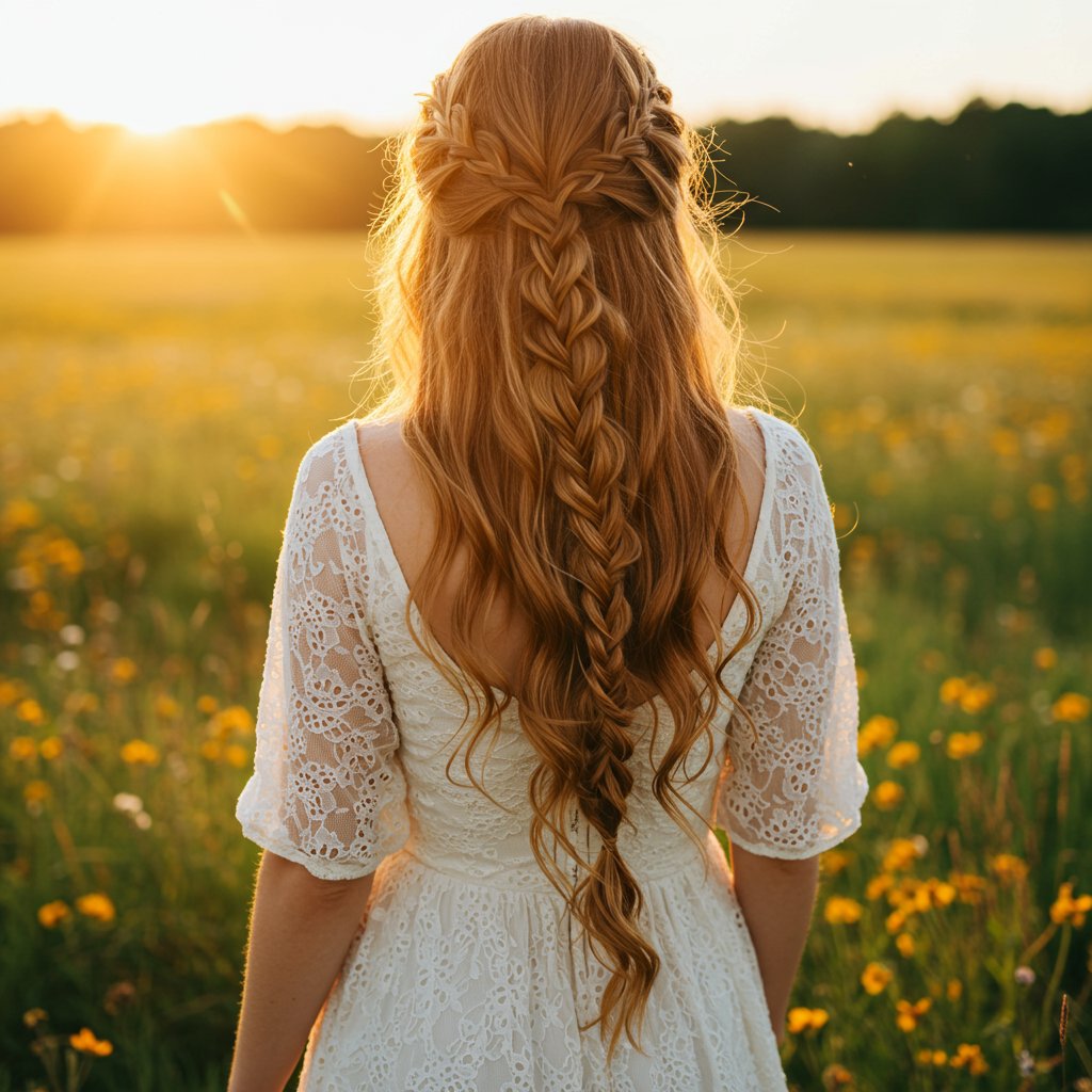 Woman With Cascading Waterfall Braid
