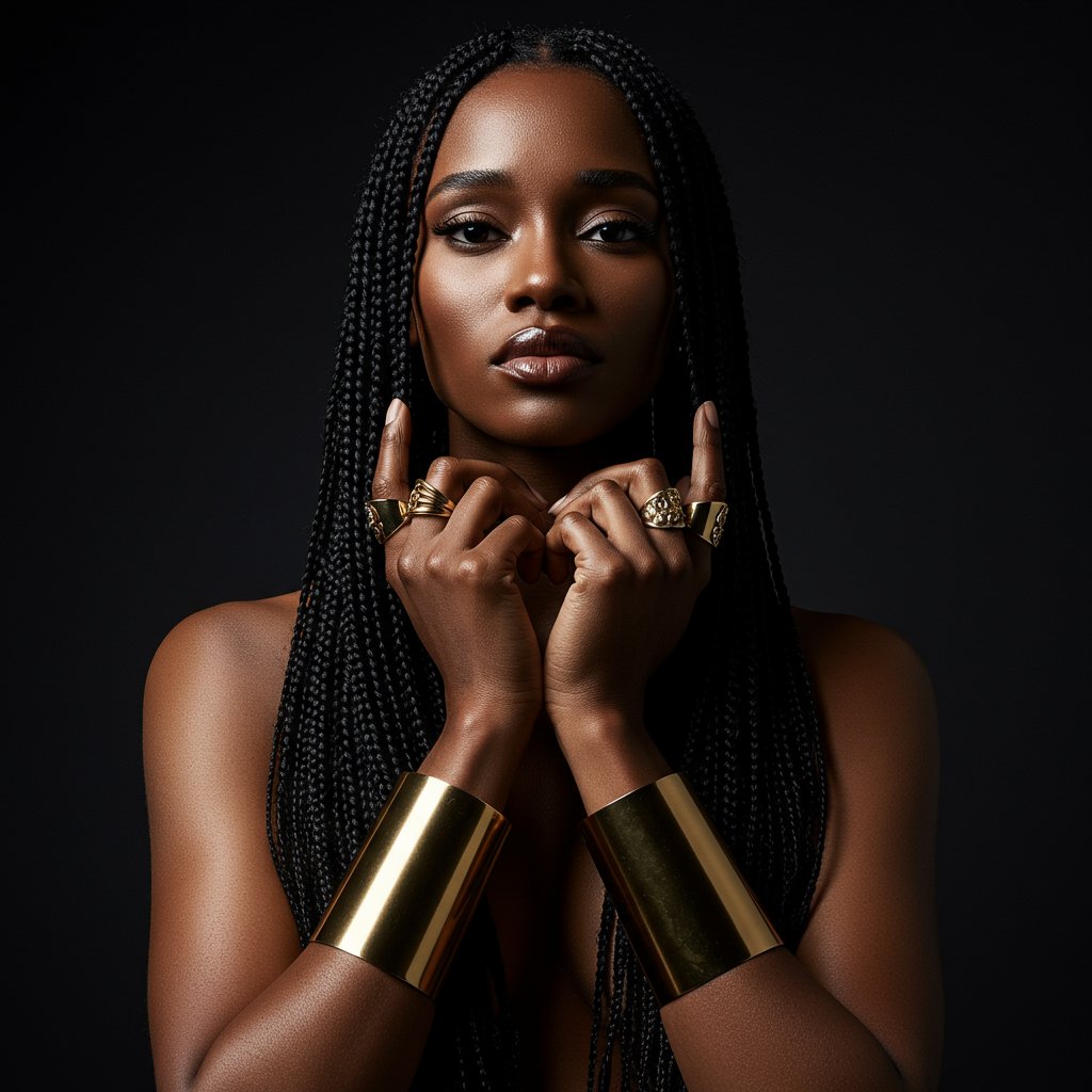 Woman With Stylish Box Braids