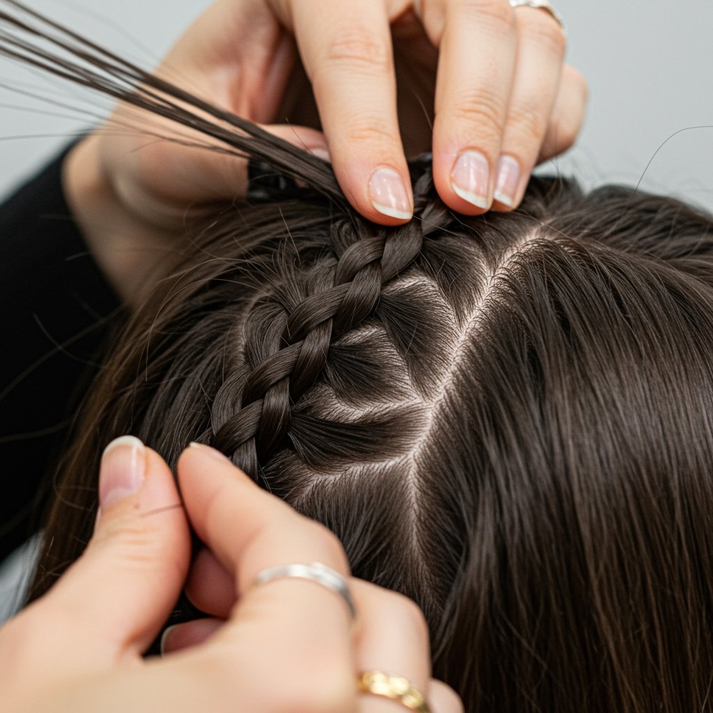 Knotless Braid Technique Closeup